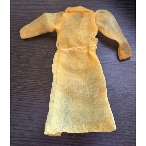 Vintage 70s? 80s?Barbie? Clone Mod? Sheer Yellow Coat Delicate Full Body Length - Picture 4 of 8